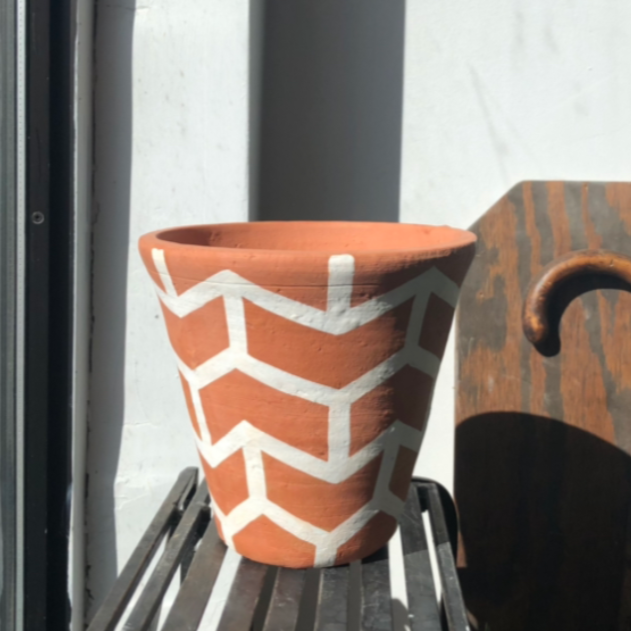 6" Painted Clay Pot
